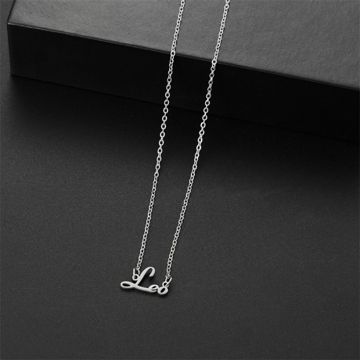 Stainless Steel Twelve Constellations English Jewelry Accessories New Simple Personality Layered Necklace Wholesale f...