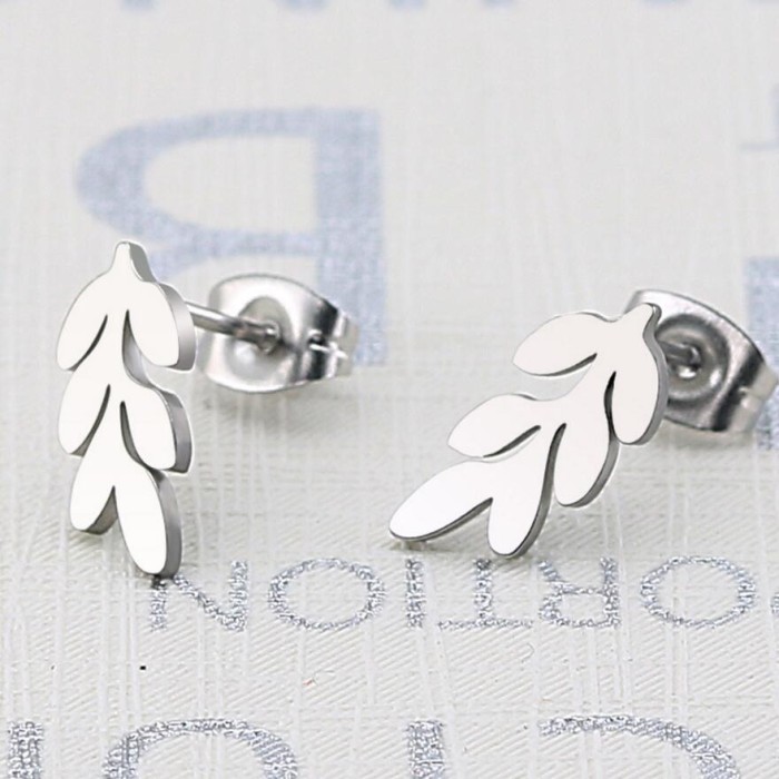 INS Fashion Accessories Fresh Style Leaf Earrings for Women Simple Personality Wheat Spike Ear Bone Studs Wholesale in Stock