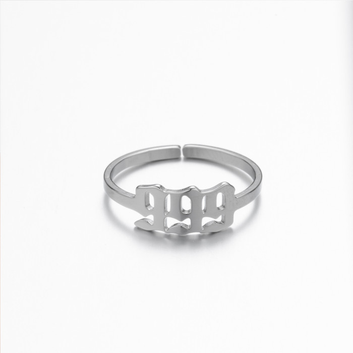 Amazon Lucky Number Angel 111-999 Open 18K Gold Ring Commemorative Gift Stainless Steel Unisex Ring