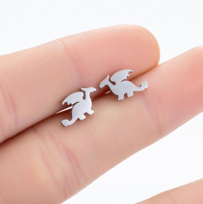 Japanese Style Cute Dinosaur Earrings Ins Female Cartoon Creative Versatile New Mini Small Animal Ear Bone Stud Wholesale