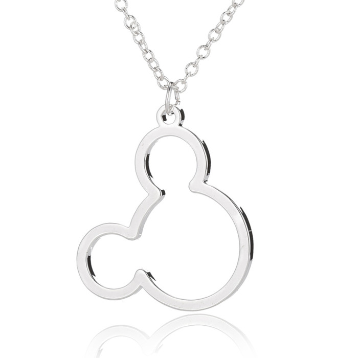 Style Stainless Steel Mickey Mouse Necklace Hollow Fashion Mickey Mouse Animal Collarbone Chain Women's Foreign Trade...