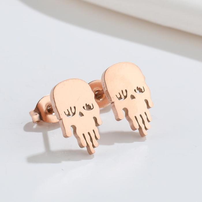 New Style Stainless Steel Mini Quirky Pumpkin Skull Bat Spider Earrings for Christmas and Halloween Wholesale