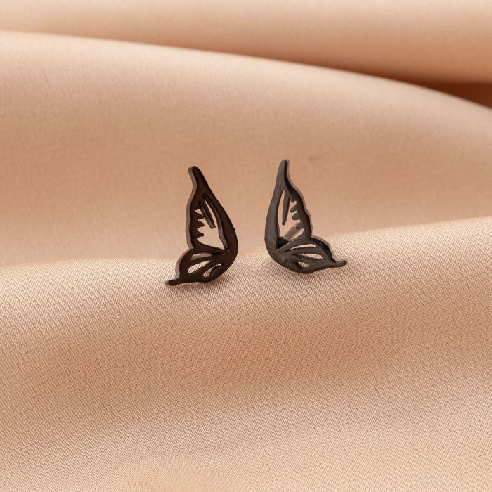 Cross-Border Korean Version Stainless Steel Small Animal Earrings Ins Girls Cute Butterfly Rabbit Asymmetric Cat Fish Earrings