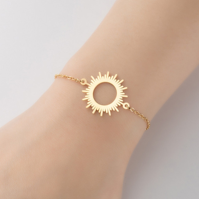 Fashion Geometric Round Pendant Bracelet for Women, Fresh Forest Style Creative Sunflower Bracelet, Elegant Light Luxury Jewelry