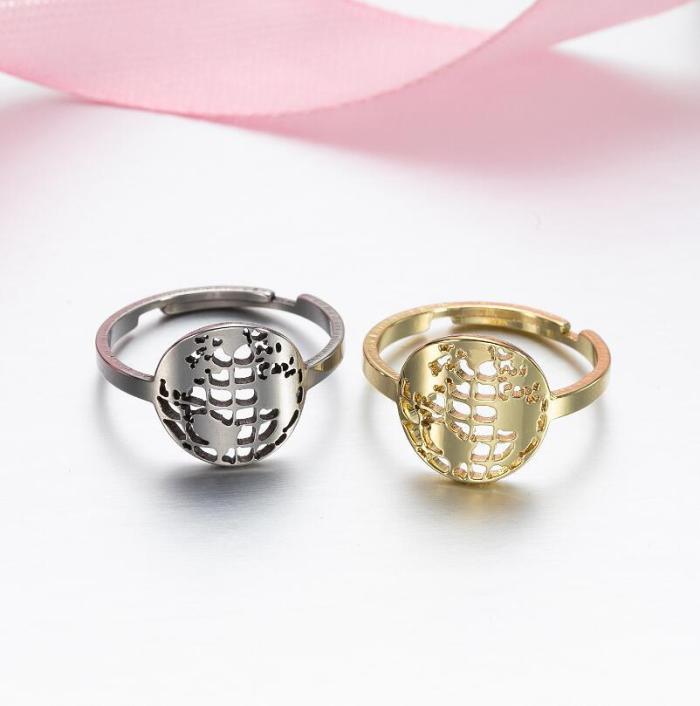 European and American Cross-Border New Stainless Steel Geometric Vintage Adjustable Open Ring Star Moon Hand Jewelry Wholesale In Stock