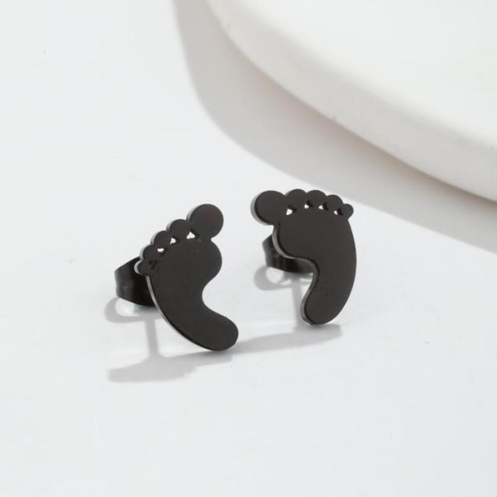 Korean Stainless Steel Material Elegant Personality Simple Boots Geometric Heart Smiley Face Earrings Student Versatile Ear Accessories