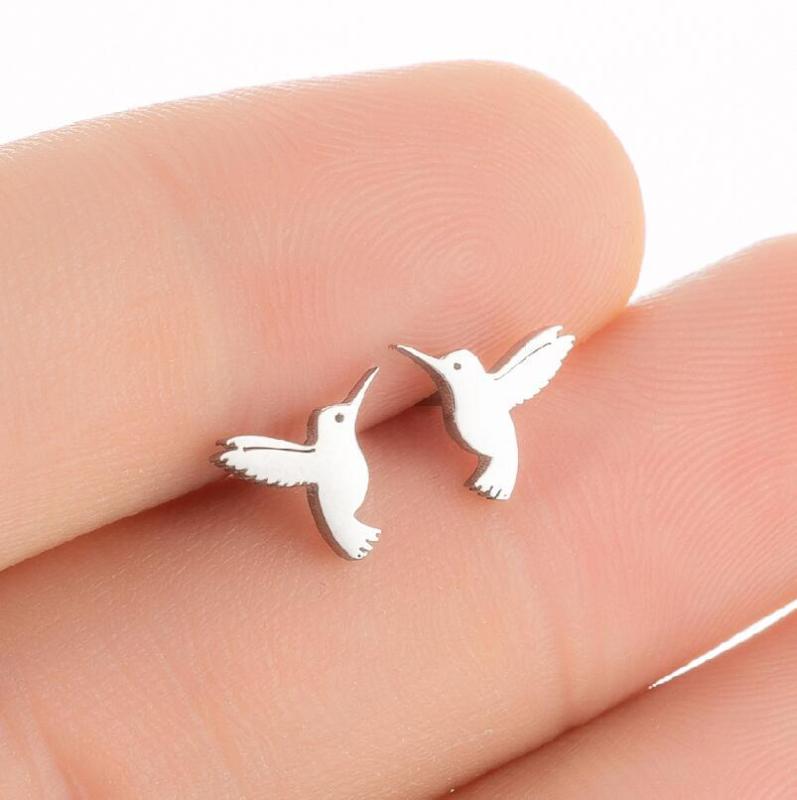 Korean Version Cute Ins Style Fashion Small Animal Earrings Personality Bird Pigeon Goose Forest Style Ear Bone Stud Wholesale