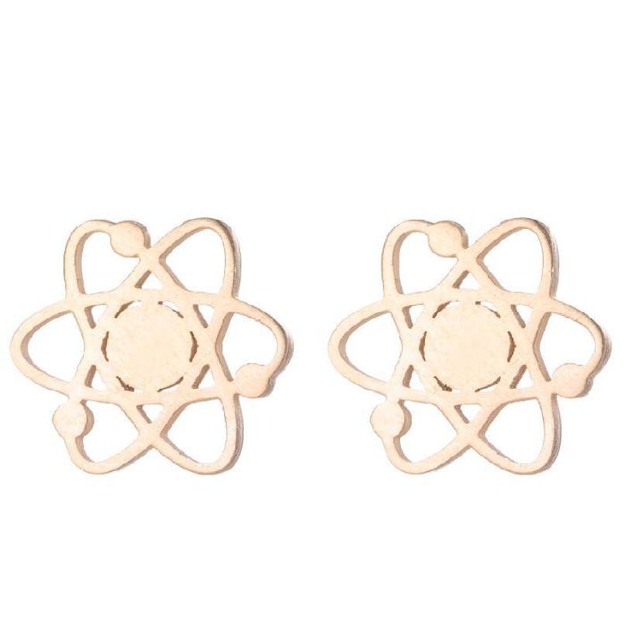 Japanese Style Planet Cartoon Women Fashionable New Molecular Earrings Ins Simple Hollow Geometric Cross-Border Ear Jewelry