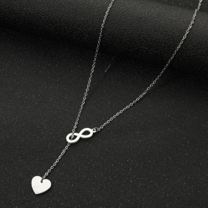 18K Gold Vintage Korean Fashion Simple Geometric Heart Star Necklace Eight Characters Wine Bottle Neck Chain Jewelry...