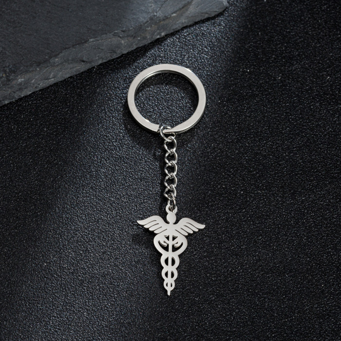 European and American Retro Keychain Pendant Stainless Steel Smooth Small Animal Giraffe Crab Pendant In Stock Wholesale