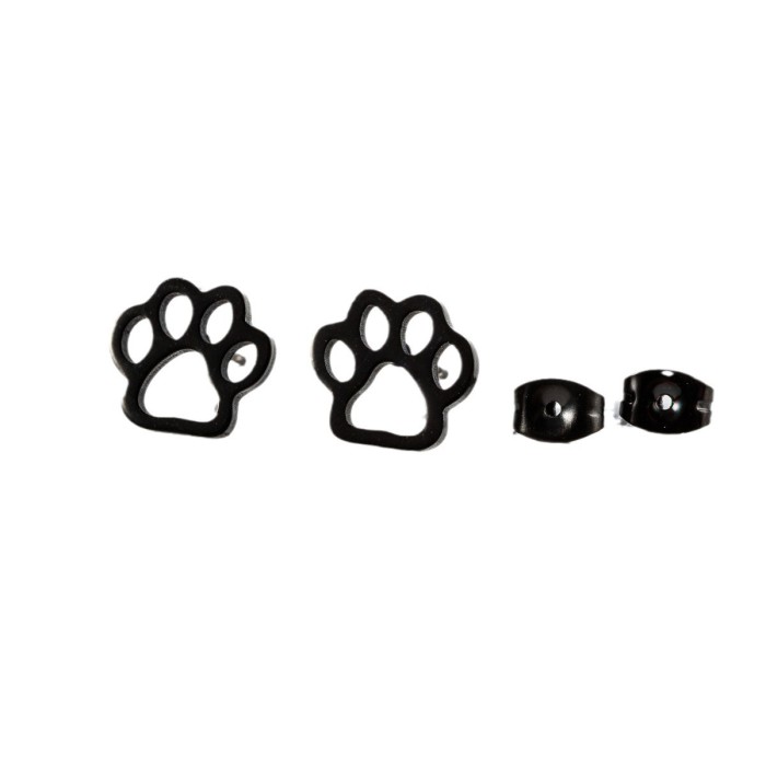 Stainless Steel Cut Fashion Personality Bear Paw Footprint Heart Hollow Ear Bone Stud Cute Earrings for Girls Export Accessories