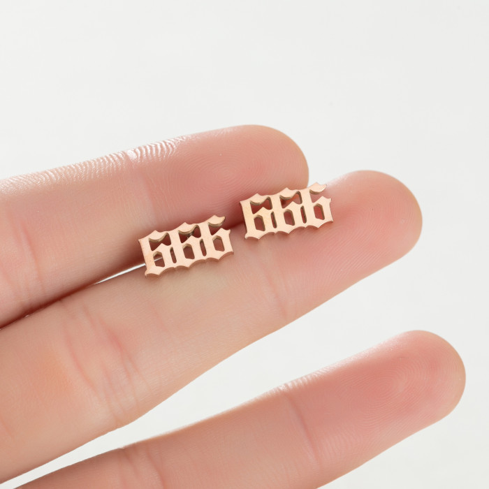 New Product Stainless Steel Fashion Personality Number Combination 111-999 Earrings for Women Simple Mini Ear Jewelry
