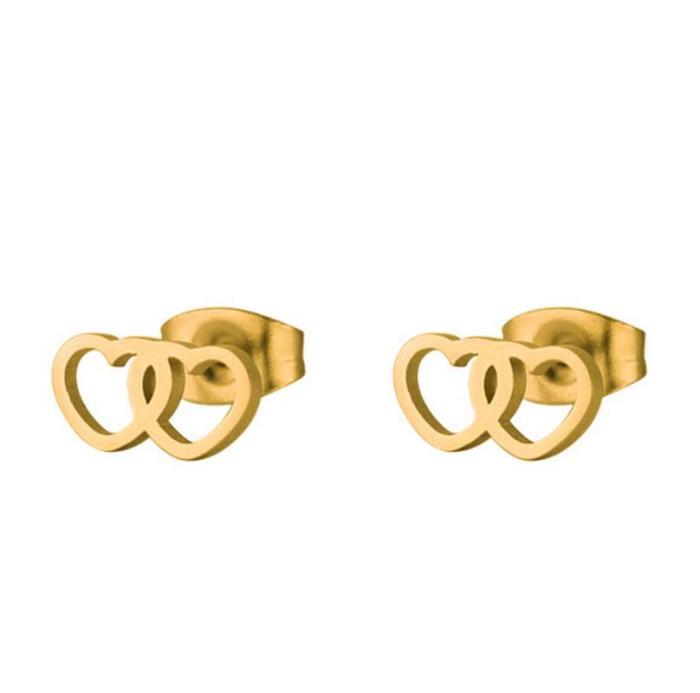 18K Gold Electroplated Stainless Steel Geometric Simple Earrings INS Women's Mini Small Star Moon Triangle Earrings