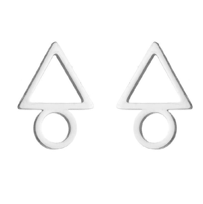 Amazon Fashion New Earrings Ins Heart Stud Earrings Triangle Round Square Geometric Simple Weekly Stud Earrings