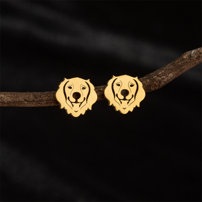 Fashion Niche Personality Women's Earrings Design Sense Small Animal Pet Dog Head Earrings Stainless Steel Jewelry in...