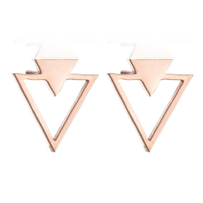 18K Gold Electroplated Stainless Steel Geometric Simple Earrings INS Women's Mini Small Star Moon Triangle Earrings