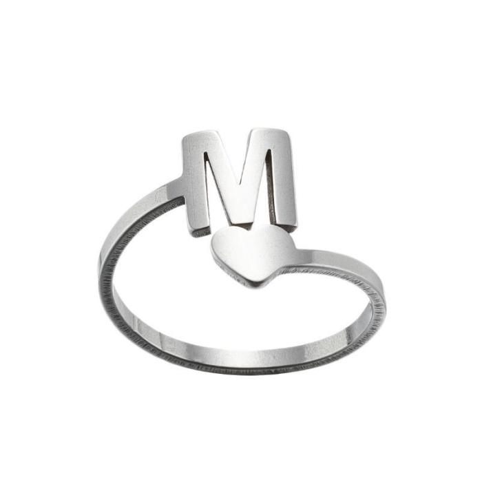 New Letter Open Ring for Women, European and American Simple Fashion Couple Rings, Heart Vintage Rings for Girls, Wholesale