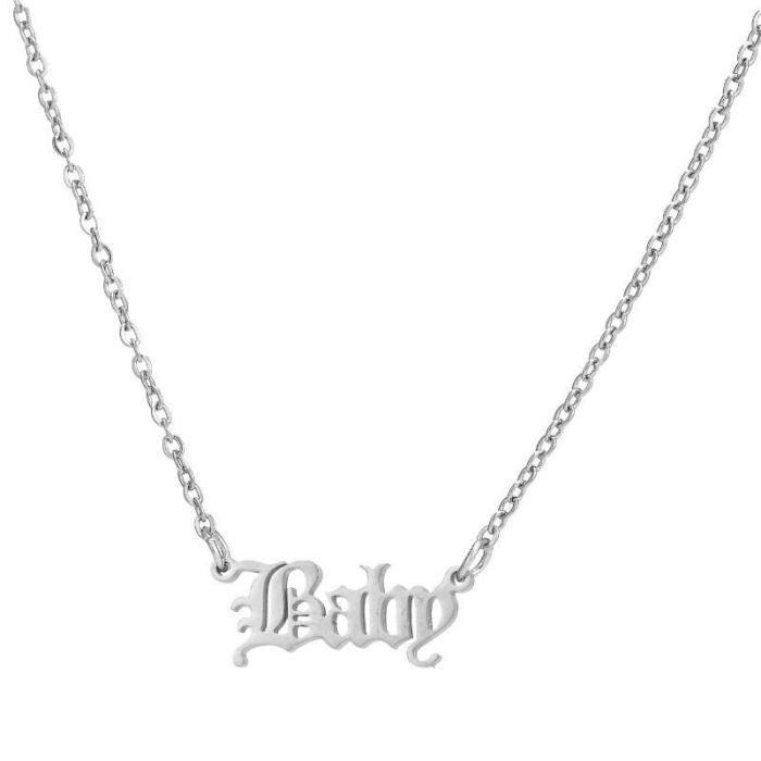 Artistic Letter Collarbone Chain Gothic Angel Princess Prince Pendant Harajuku Girl Necklace Best Friend Gift