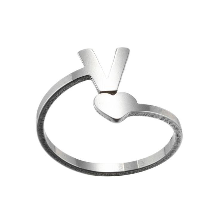 New Letter Open Ring for Women, European and American Simple Fashion Couple Rings, Heart Vintage Rings for Girls, Wholesale