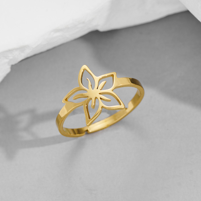 Stainless Steel Ring for Women, Niche Light Luxury Cute Small Animal Turtle Penguin Rabbit Bat Butterfly Open Ring
