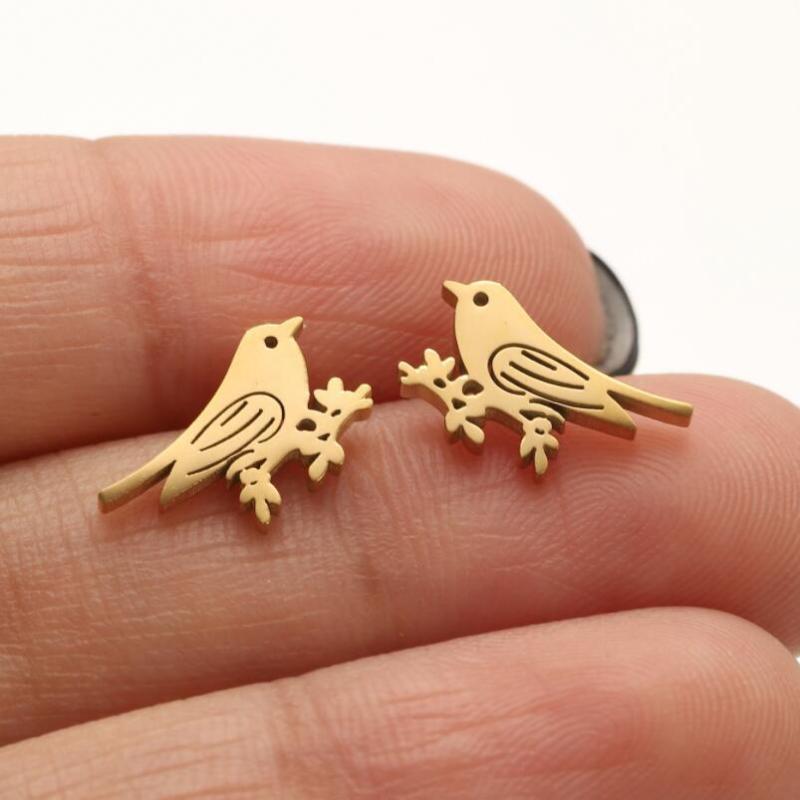 European and American Hip-Hop Jewelry Stainless Steel Bear Deer Snake Bird Bee Cute Animal Series Earrings Ear Accessories