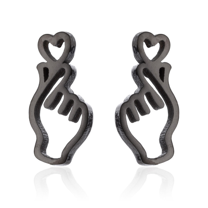 Simple Gesture Heart Earrings Ins Style Women's Versatile Niche Earrings Geometric Heart Earrings Wholesale