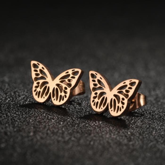 Butterfly Earrings for Women 2025 New Stainless Steel Earrings Light Luxury Niche Design Personality Butterfly Wing Ear Jewelry