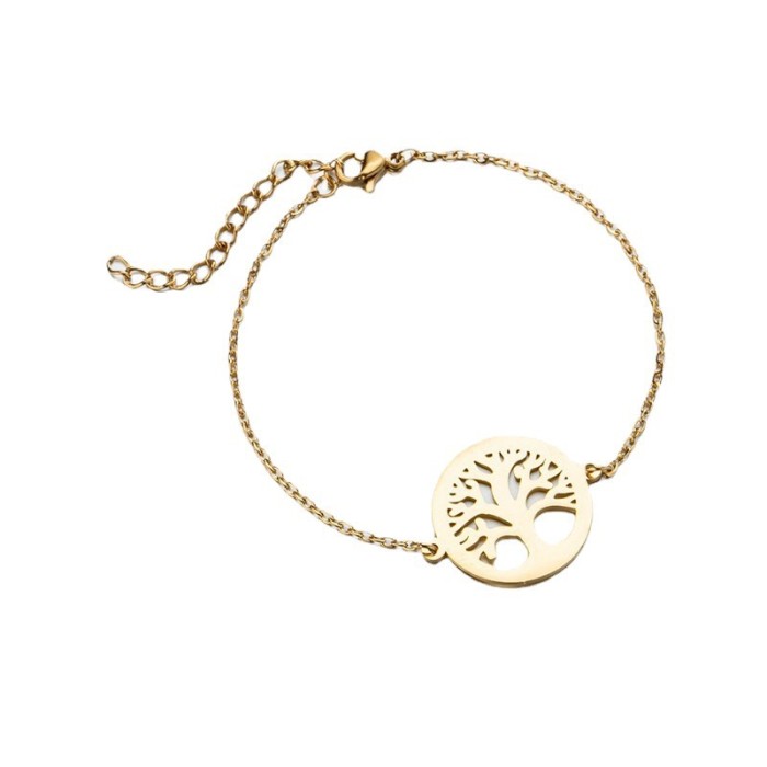 Minimalist European and American Cross-Border New Ins Fashion Tree of Life Flower Stamen Bracelet Fashionable Personality Feather Hand Jewelry