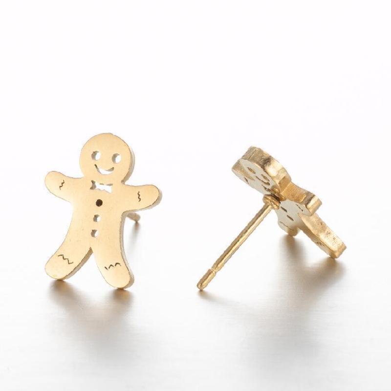 Korean Cartoon Character Fun Earrings Ins Fashion Simple Personality Gingerbread Man Ear Bone Stud Versatile Earrings Wholesale
