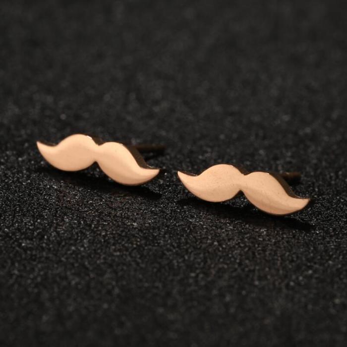 Stainless Steel Earrings New Style Personality Unisex Hip Hop Mustache Simple Stud Earrings Fashion Smooth Cartoon Pattern Earrings