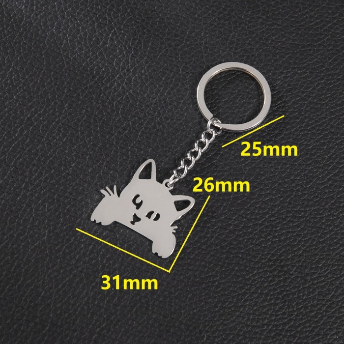 Cross-Border Stainless Steel Keychain Fashion Non-Fading Geometric Round Volleyball Football Pendant Animal Hanging Ornament Wholesale