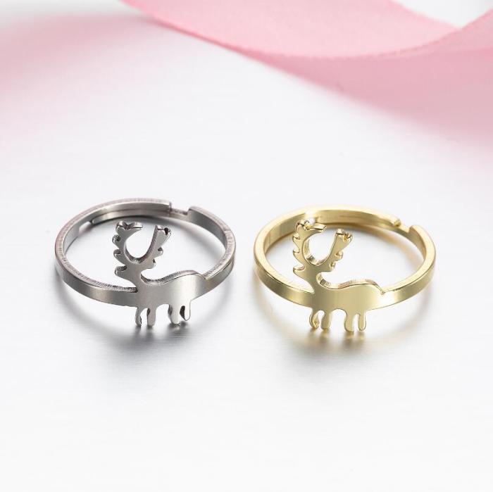 European and American Cross-Border New Stainless Steel Geometric Vintage Adjustable Open Ring Star Moon Hand Jewelry Wholesale In Stock