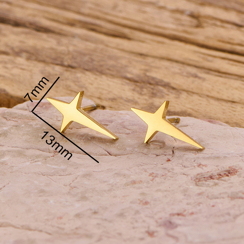 Four-Pointed Star Earrings for Women, Unique Design, 2025 New Irregular Star Earrings, Simple Stainless Steel Jewelry