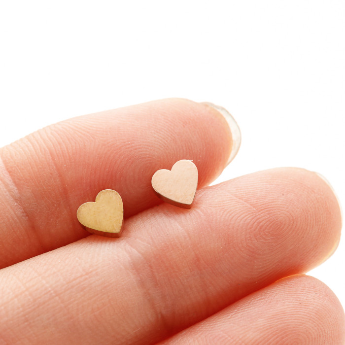 European and American Versatile Small Stainless Steel Geometric Heart-Shaped Earrings Simple Unisex Ear Jewelry Export Cross-Border In-Stock Wholesale