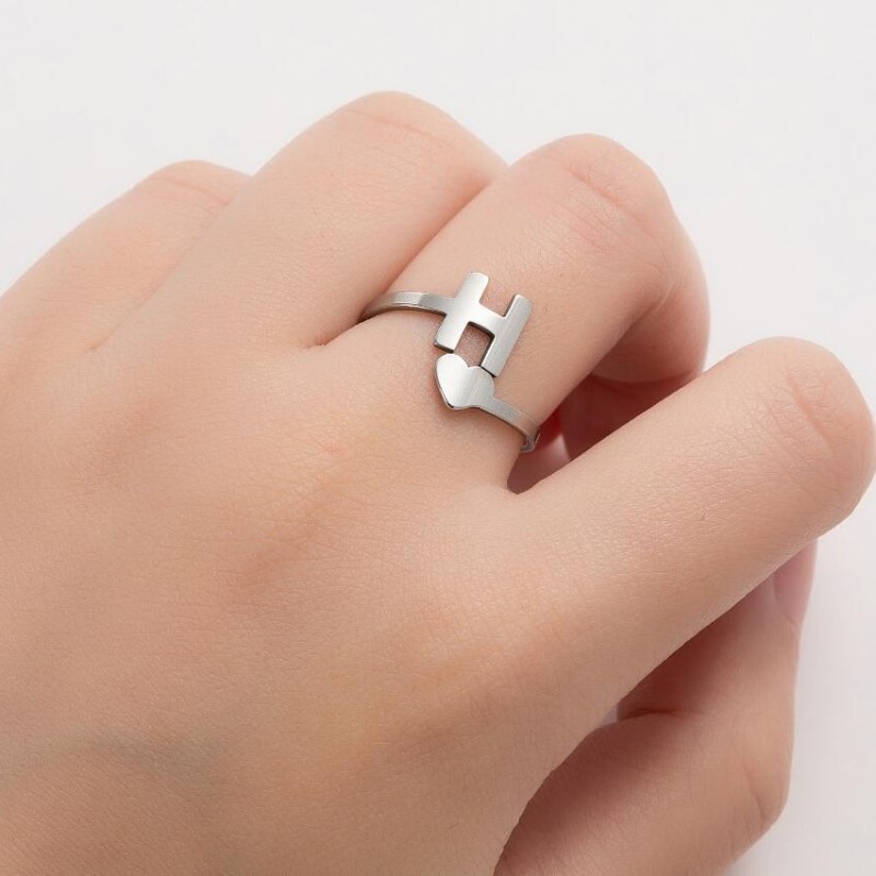 New Letter Open Ring for Women, European and American Simple Fashion Couple Rings, Heart Vintage Rings for Girls, Wholesale