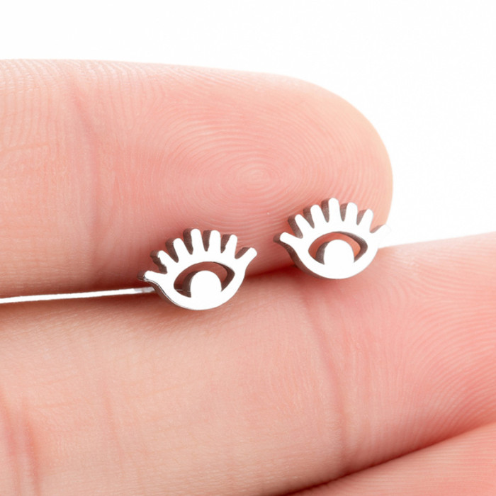 Devil's Eye Earrings Ins Female Personality Stainless Steel New Fashion Eye Pattern Niche Ear Bone Studs