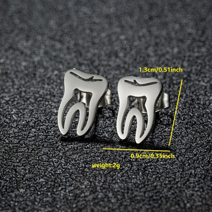 Exaggerated Sweet Cool Style Stainless Steel Teeth Earrings Fashion New Niche Design Sense Earrings Wholesale In Stock