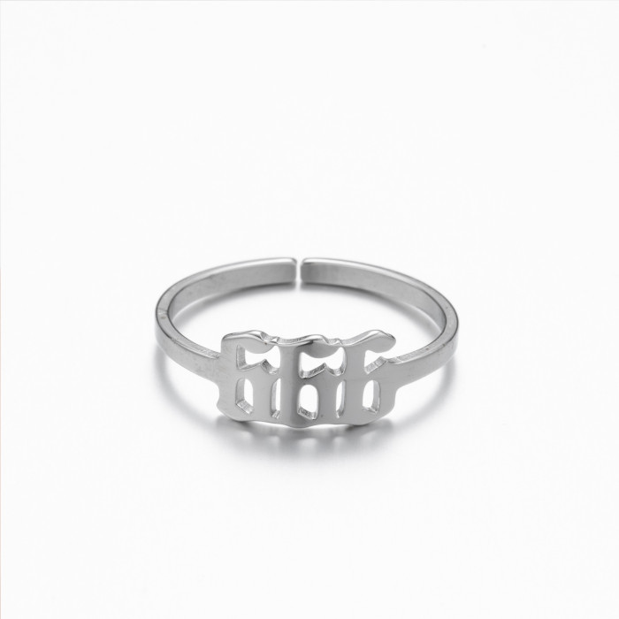 Amazon Lucky Number Angel 111-999 Open 18K Gold Ring Commemorative Gift Stainless Steel Unisex Ring