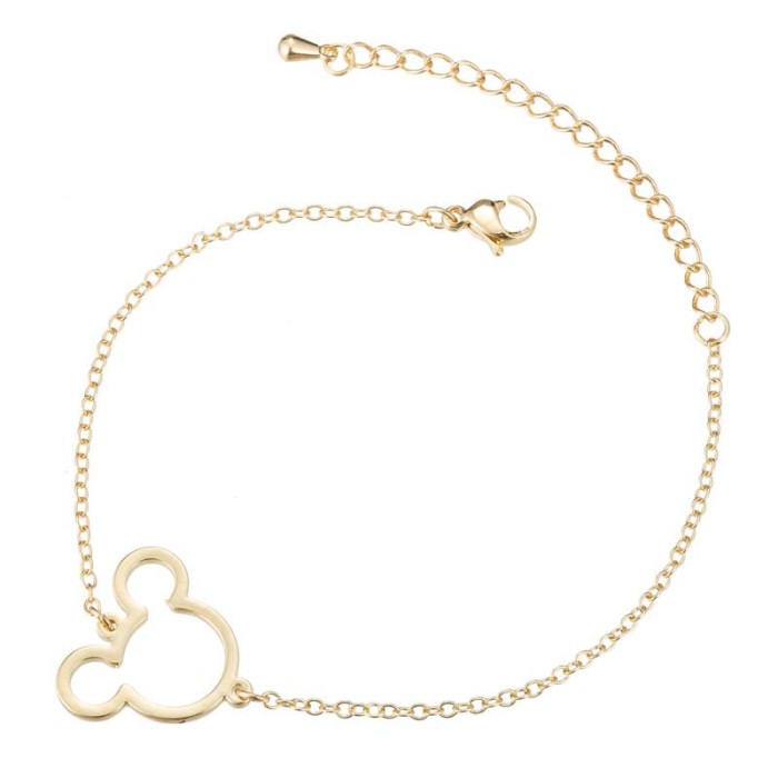 European and American New Style Jewelry Women's Simple Geometric Stainless Steel Hollow Mickey Head Star Double Heart Airplane Bracelet