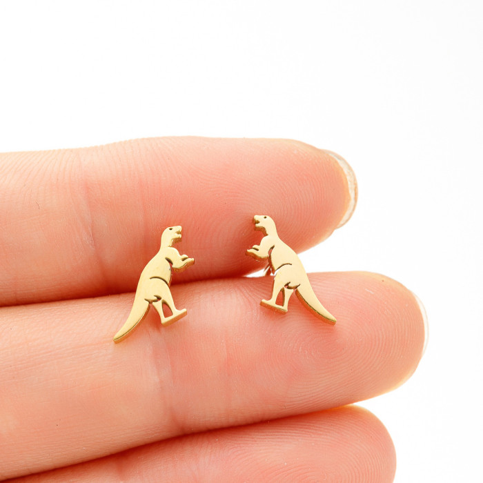 Cartoon Cute Little Dinosaur Earrings for Women Fresh Glossy Small Animal Mini Earrings 2025 New Earrings