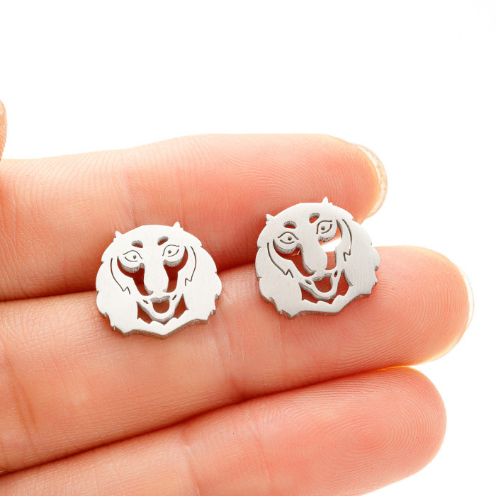 European and American Wish New Stainless Steel Simple Zodiac Dog Earrings Ins Small Animal Pug Bulldog Earrings