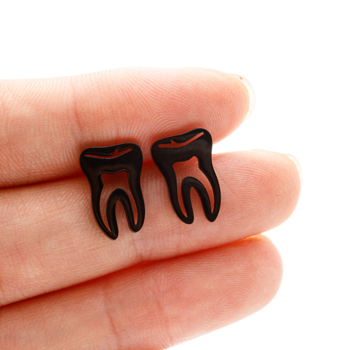 Exaggerated Sweet Cool Style Stainless Steel Teeth Earrings Fashion New Niche Design Sense Earrings Wholesale In Stock