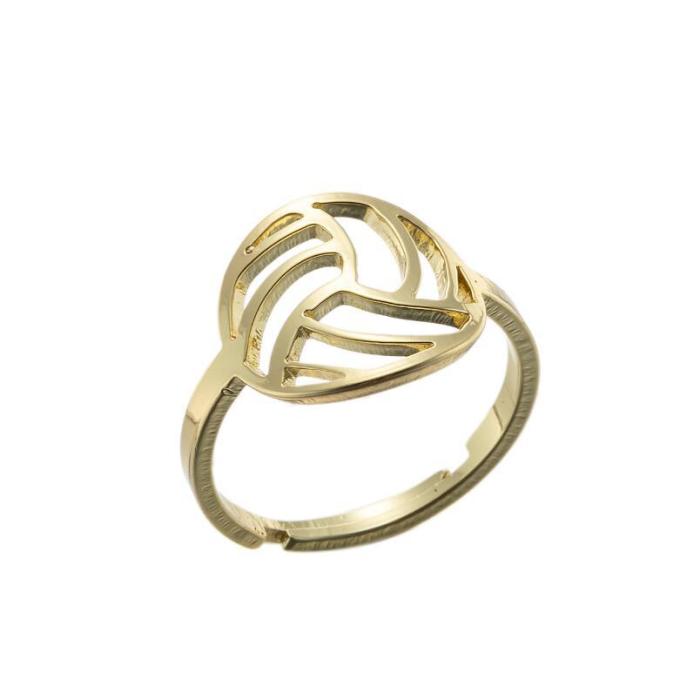 European and American Foreign Trade New Stainless Steel Hollow Geometric Round Ring Sports Style Volleyball Ring Hand Jewelry Wholesale