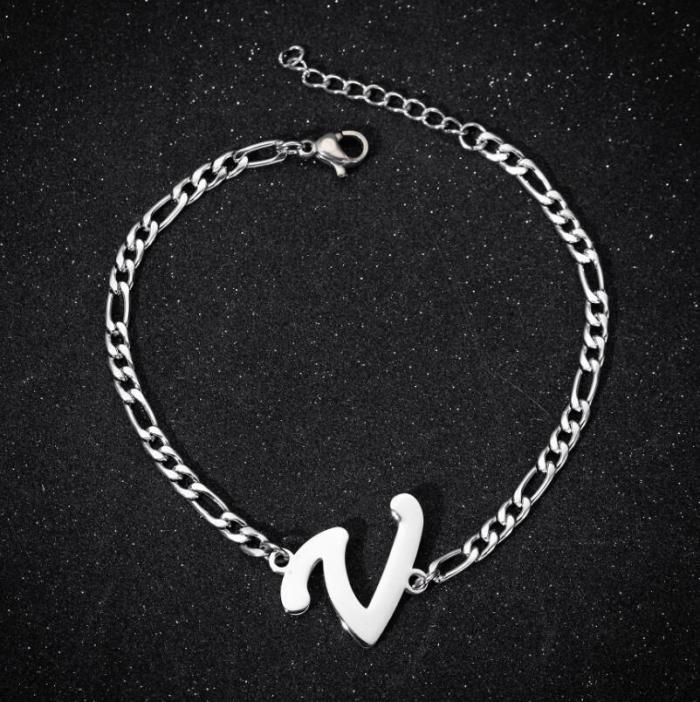 Cross-Border Foreign Trade New Pendant Fashion Bracelet English Letter Couple Bracelet Female European and American Best Friend Metal Bracelet