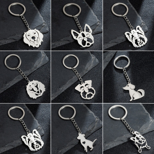 Foreign Trade Cross-Border New Stainless Steel Key Accessories Cute Small Animal Pet Dog Pendant Keychain Accessories