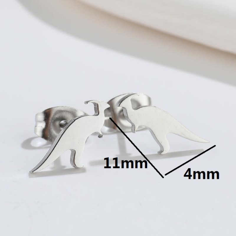 Ins Style New Small Dinosaur Ear Bone Studs 18K Gold Electroplated Stainless Smooth Simple Animal Earrings Wholesale