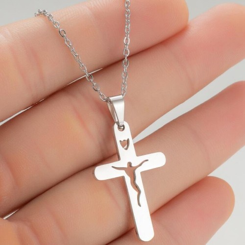 European and American Cross-Border New Stainless Steel Cross Pendant Necklace INS Men Women Punk Clavicle Chain In Stock Wholesale