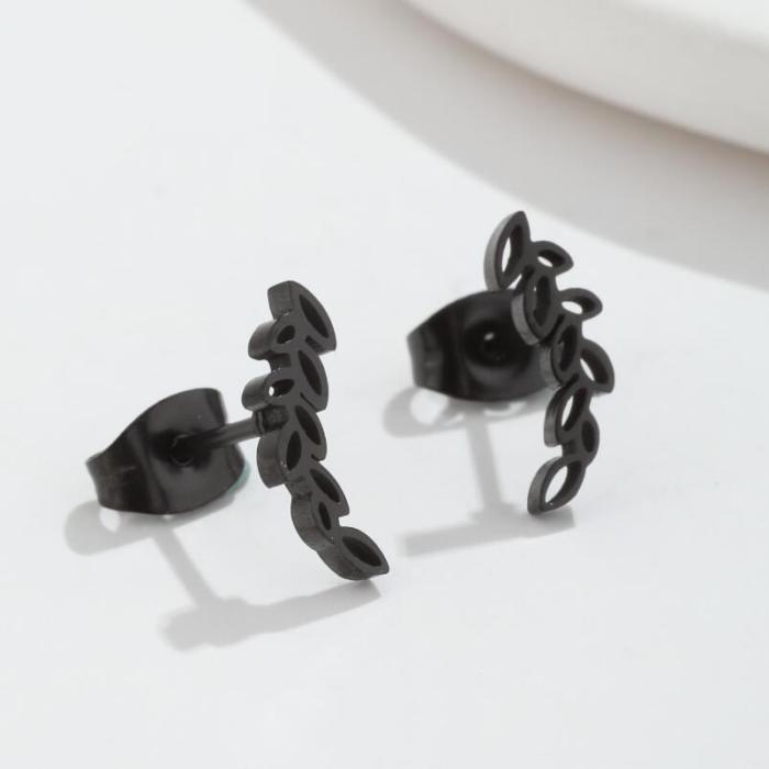 Japanese and Korean New Style Light Luxury Simple Stainless Steel Earrings Simple Hollow Wheat Spike French Niche Ear...