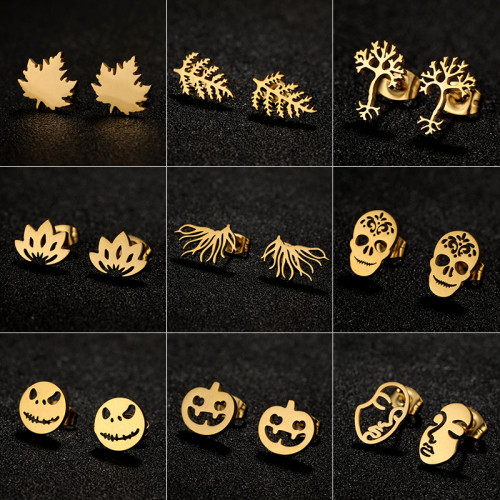 Cross-Border Personalized Creative New Stainless Steel Earrings Ins Korean Fashion Smooth Asymmetric Earrings Wholesale