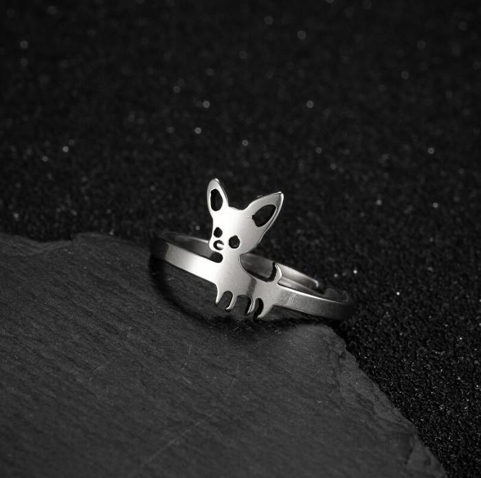 Fashion New Stainless Steel Small Animal Ring for Women Cute Pet Dog Hand Jewelry Manufacturer In Stock Wholesale